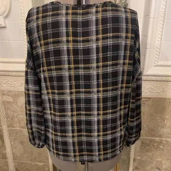 Blu Pepper. Size L. Pullover.  Balloon Sleeve. Blouson. Tie. B84. - Picture 3 of 6